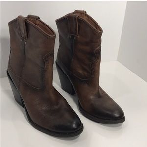 Lucky Brand antiqued leather cowboy boots